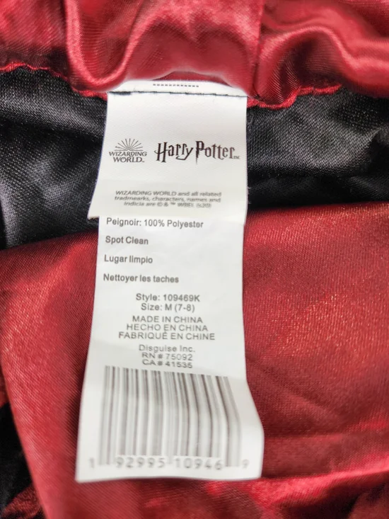 Harry Potter Velvet Gryffindor Robe Kids Size Med 7-8 Cosplay Halloween Wizard - Picture 9 of 11